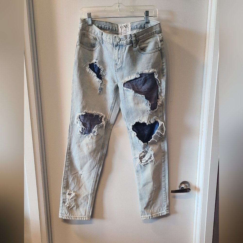 One Teaspoon Awesome Baggies Patchwork Relaxed Leg Jeans